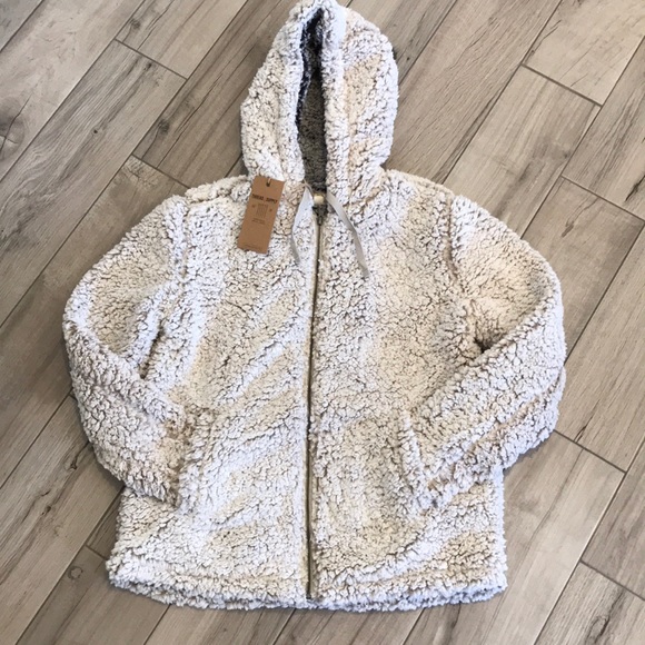 Oatmeal Warm, Cozy, Lined Sherpa ZIP Front Jacket - Picture 5 of 8